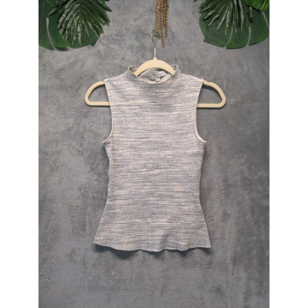🍑ERI & ALI Women Tank Top Ribbed Knit Raw Hem Multicolor Cotton XS (0-2)